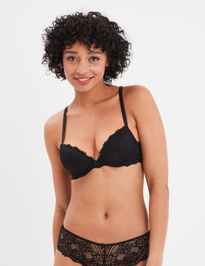 Soutien-gorge push up paddé dentelle noir femme