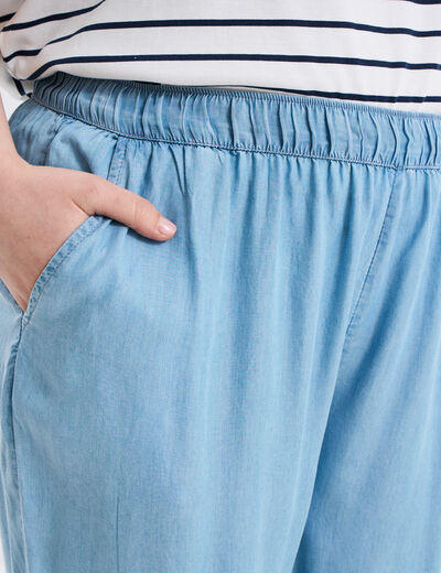 Pantalon fluide bleu clair femme grande taille