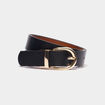 Ceinture r&eacute;versible &agrave; boucle ronde noir femme