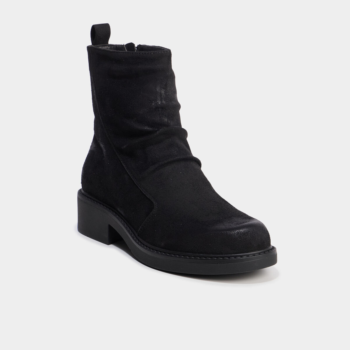 Boots effet su&eacute;dine noir femme