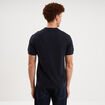 Polo manches courtes textur&eacute; coton bleu marine homme