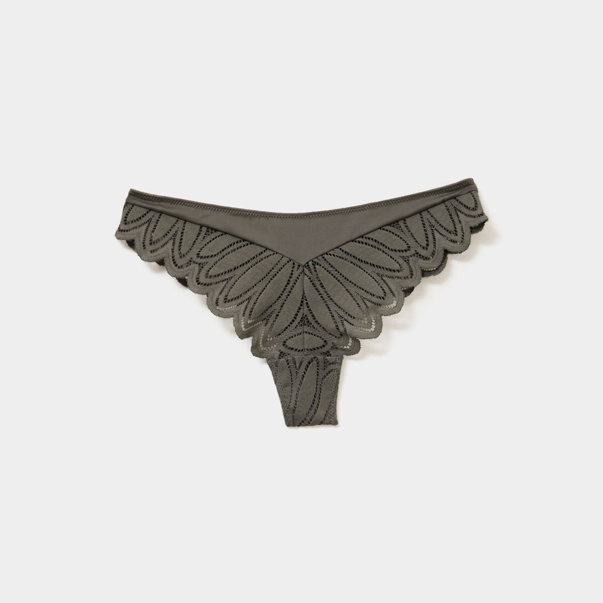 Tanga avec dentelle vert kaki femme