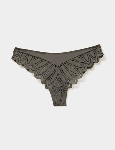 Tanga avec dentelle vert kaki femme