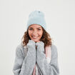 Bonnet tricoté torsades bleu ciel femme
