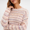 Pull droit col rond manches longues multicolore femme