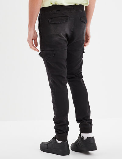 Pantalon skinny stretch 2 poches côtés noir homme