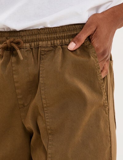 Pantalon cargo droit cropped lyocell beige femme