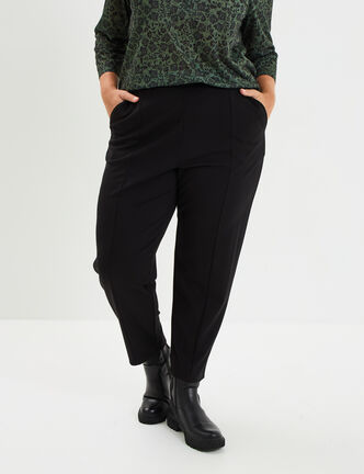 Pantalon slim taille élastiquée noir femme grande taille