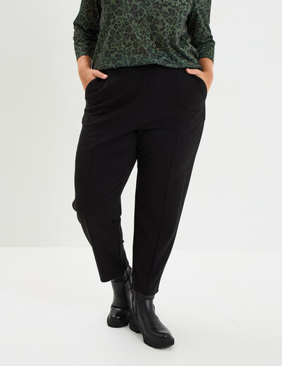 Pantalon slim taille élastiquée noir femme grande taille