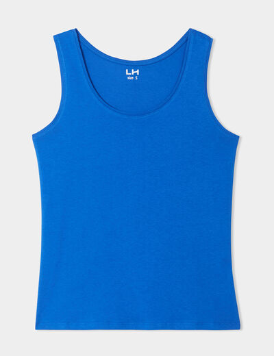 Débardeur bretelles larges coton bleu roi femme