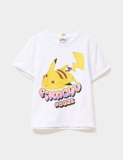 T-shirt manches courtes Pokémon Pikachu blanc fille