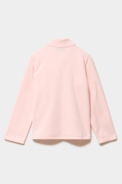 Sweat polaire col camionneur rose clair fille