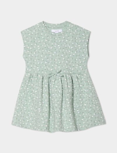 Robe patineuse manches courtes vert pastel bébé fille