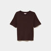 T-shirt manches courtes col rond coton marron fonc&eacute; femme