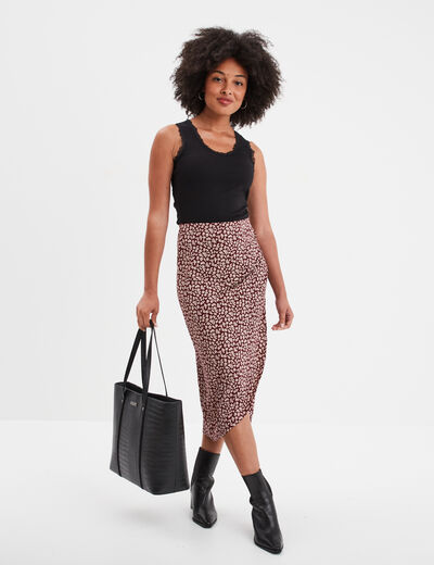 Débardeur coton bords dentelle noir femme