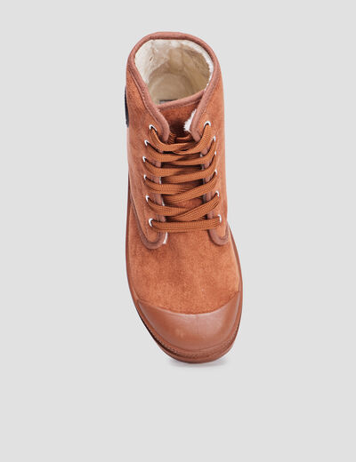 Baskets montantes fourrées marron femme
