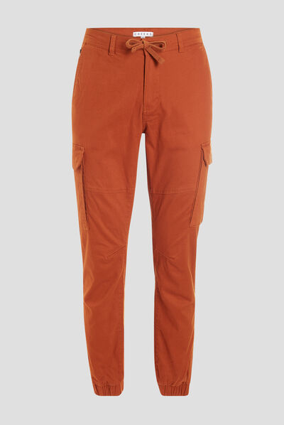 Pantalon cargo à coulisse marron cognac homme