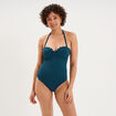 Maillot de bain une pi&egrave;ce dos nu bleu p&eacute;trole femme