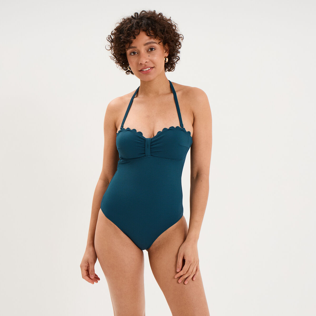 Maillot de bain une pi&egrave;ce dos nu bleu p&eacute;trole femme
