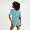 Ensemble pyjama fluide short et chemise bleu gris femme