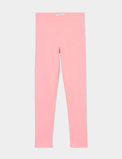 Legging long coton taille élastiquée rose fille