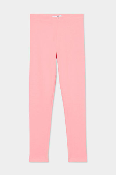 Legging long coton taille &eacute;lastiqu&eacute;e rose fille