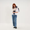 Jean large cropped boutons taille haute denim triple stone femme