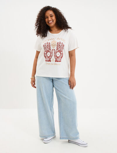T-shirt manches courtes col rond coton blanc femme grande taille