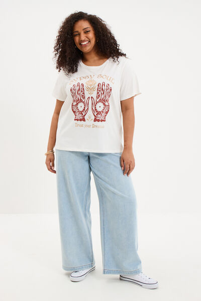 T-shirt manches courtes col rond coton blanc femme grande taille