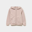 Sweat zipp&eacute; &agrave; capuche droit molleton taupe fille