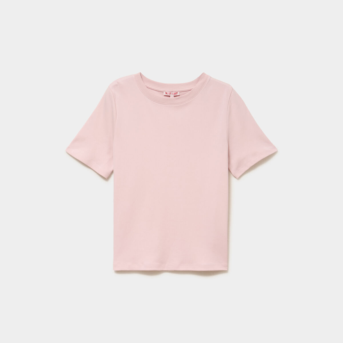 T-shirt col rond manches courtes coton rose pastel femme