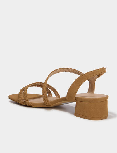 Sandales su&eacute;dine tress&eacute;es 5 cm marron femme
