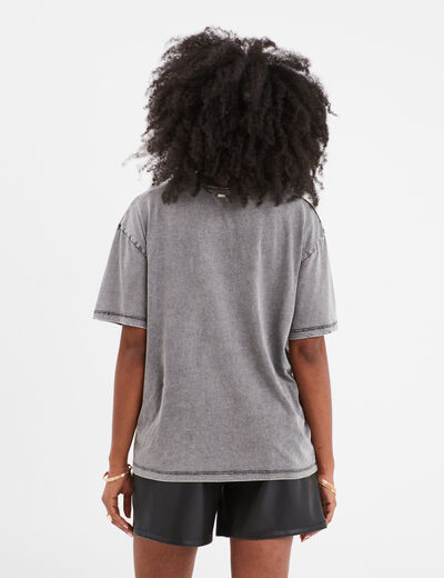 T-shirt oversize manches courtes Liberto noir femme