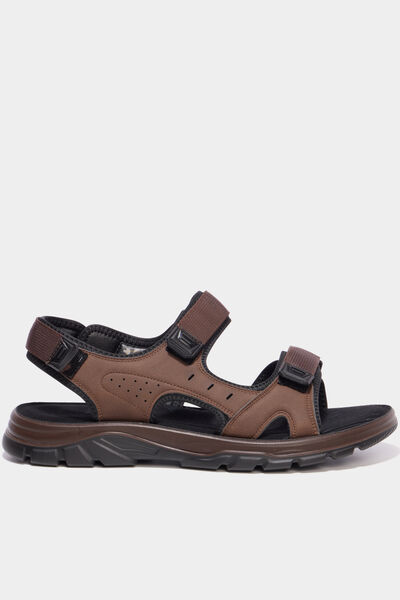 Sandales &agrave; scratchs marron homme