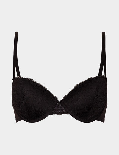 Soutien-gorge push up micro dentelle noir femme
