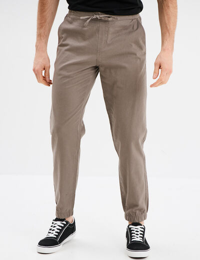 Pantalon de jogging en mélange de lin gris homme