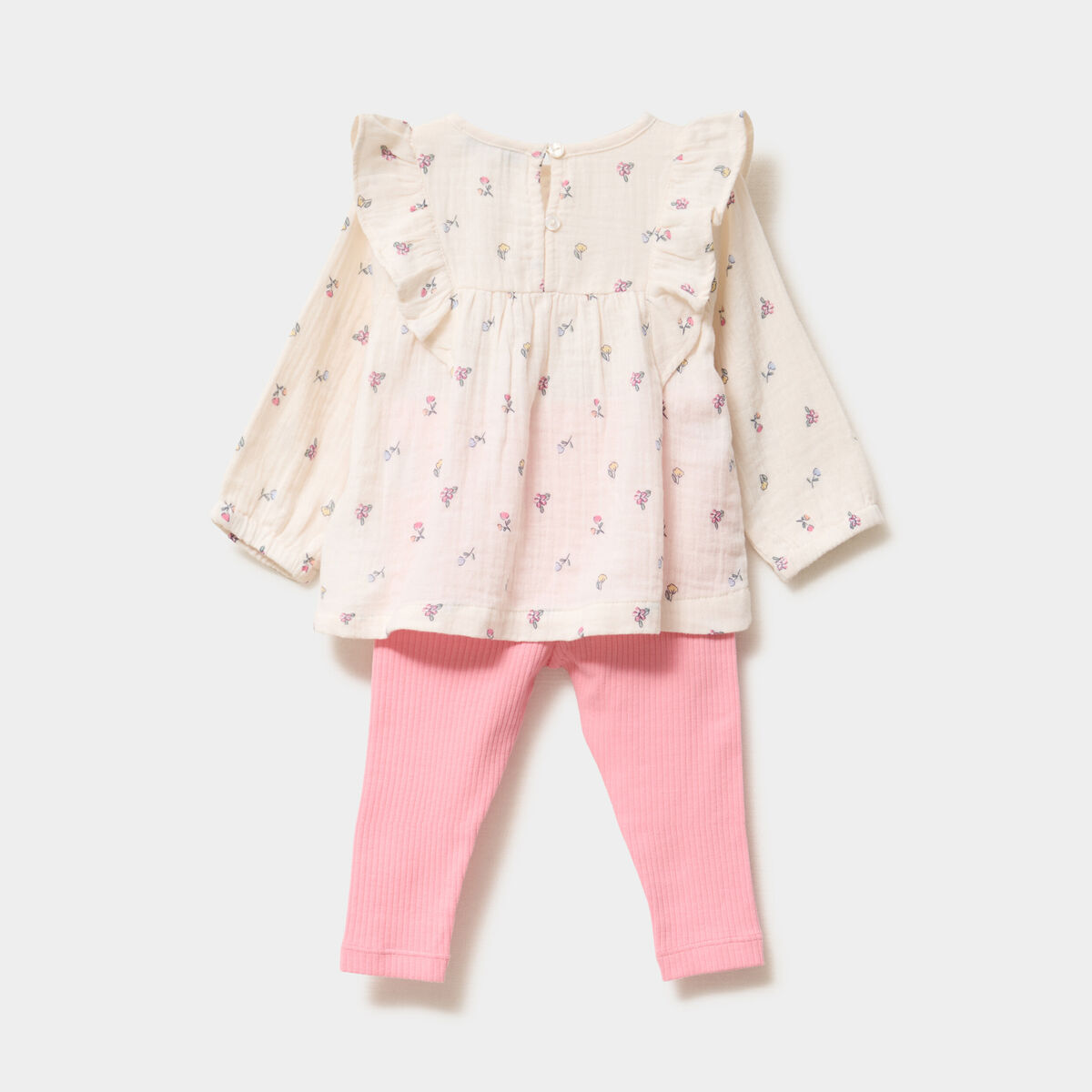 Ensemble blouse legging bandeau coton rose b&eacute;b&eacute; fille