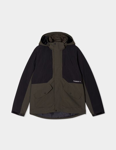 Veste &agrave; capuche effet 3-en-1 Trappeur vert kaki homme