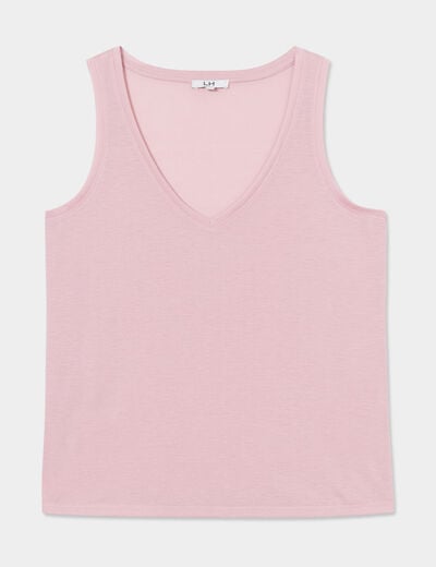 Débardeur col en V mauve femme