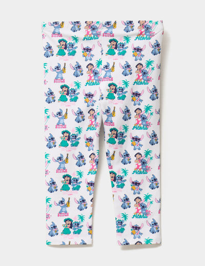 Legging corsaire coton Stitch blanc fille
