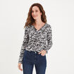 T-shirt manches longues à revers noir femme