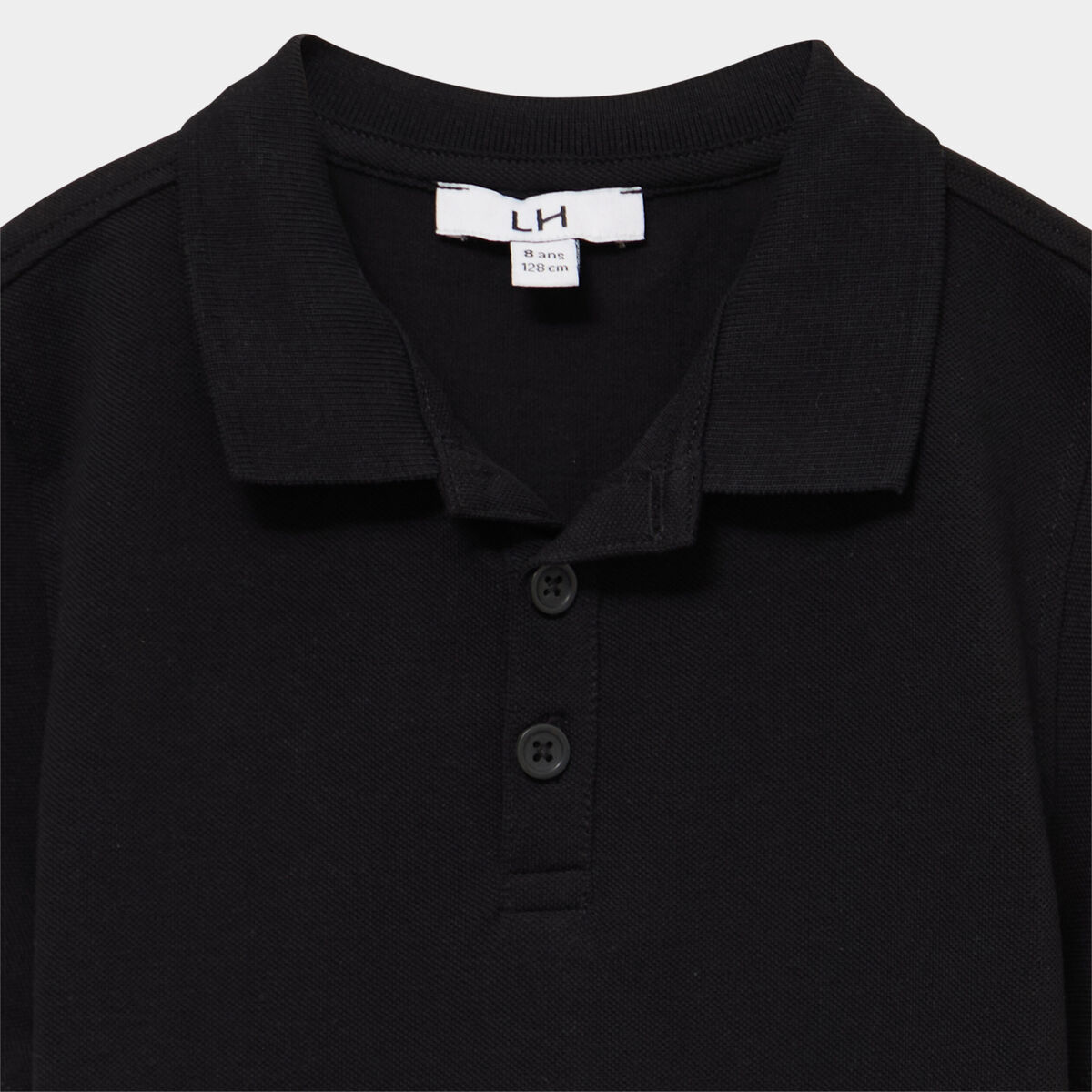 Polo manches courtes &agrave; d&eacute;tail brod&eacute; noir gar&ccedil;on