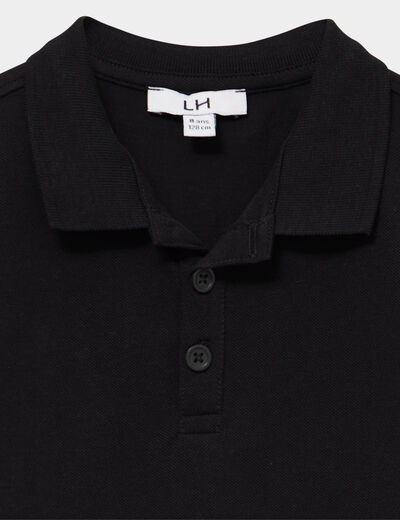 Polo manches courtes &agrave; d&eacute;tail brod&eacute; noir gar&ccedil;on