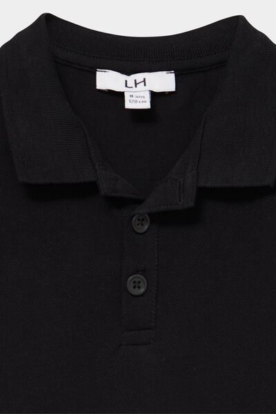 Polo manches courtes &agrave; d&eacute;tail brod&eacute; noir gar&ccedil;on