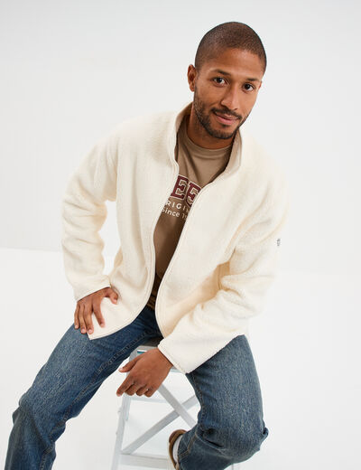Veste sherpa col camionneur blanc homme
