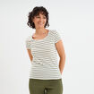 T-shirt rayé manches courtes ecru femme