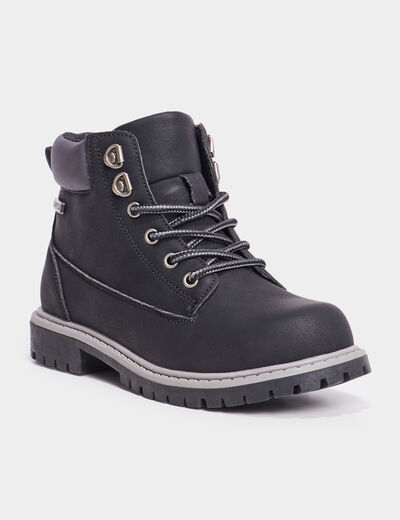 Boots crantées zippées Trappeur noir garçon