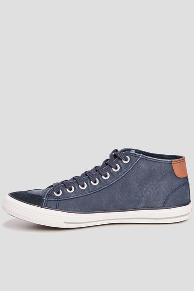 Baskets montantes à lacets bleu marine homme