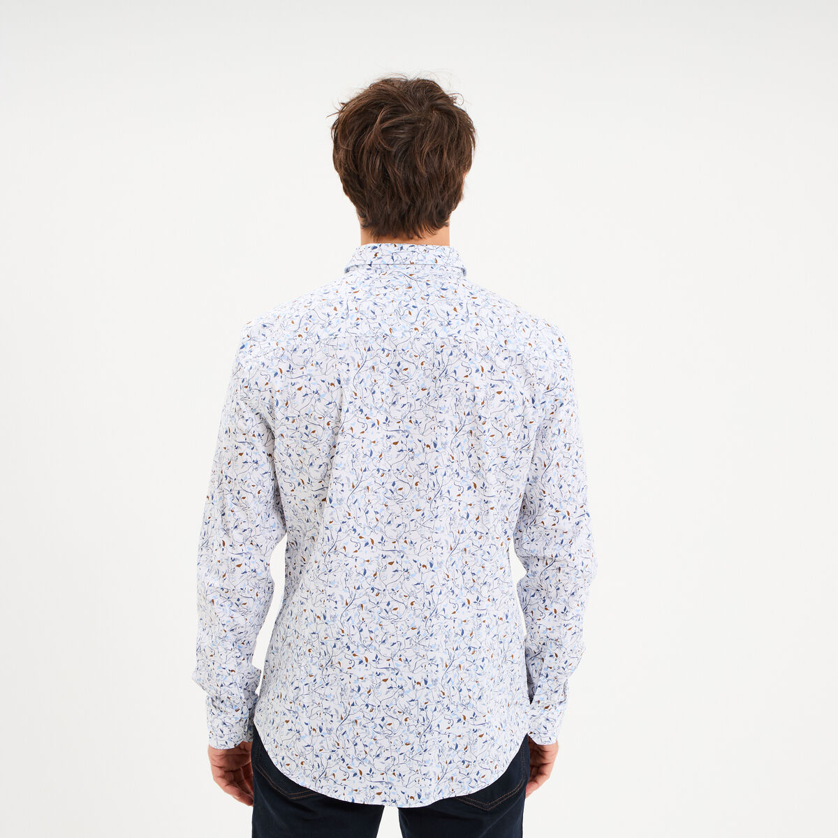 Chemise ajust&eacute;e manches longues beige homme