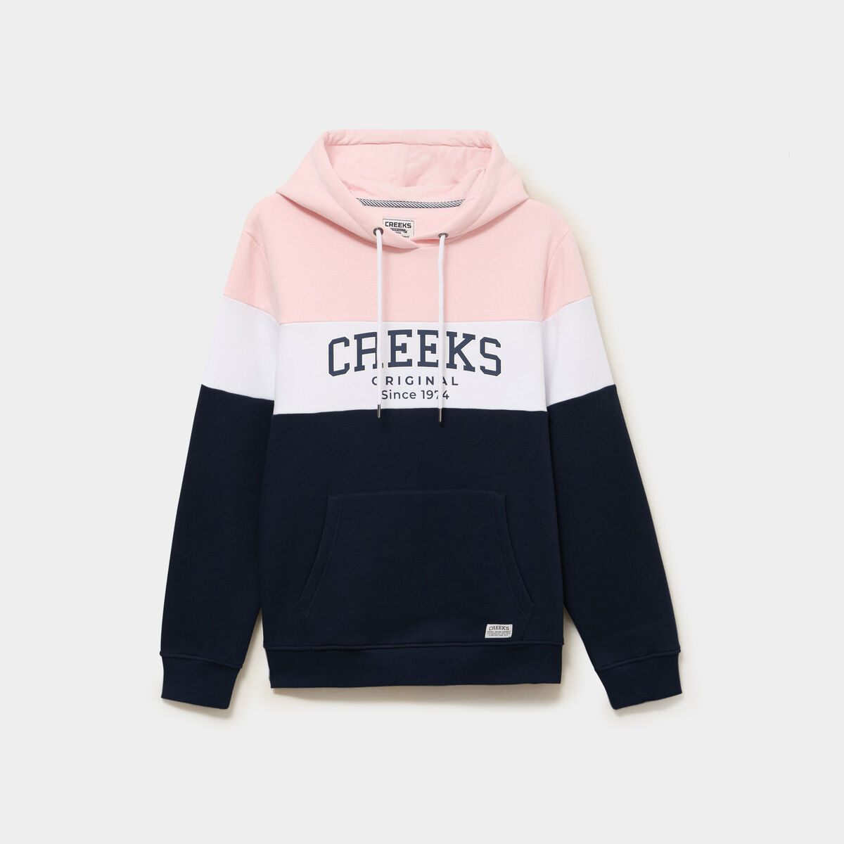 Sweat hoodie en molleton 1 poche rose pastel homme